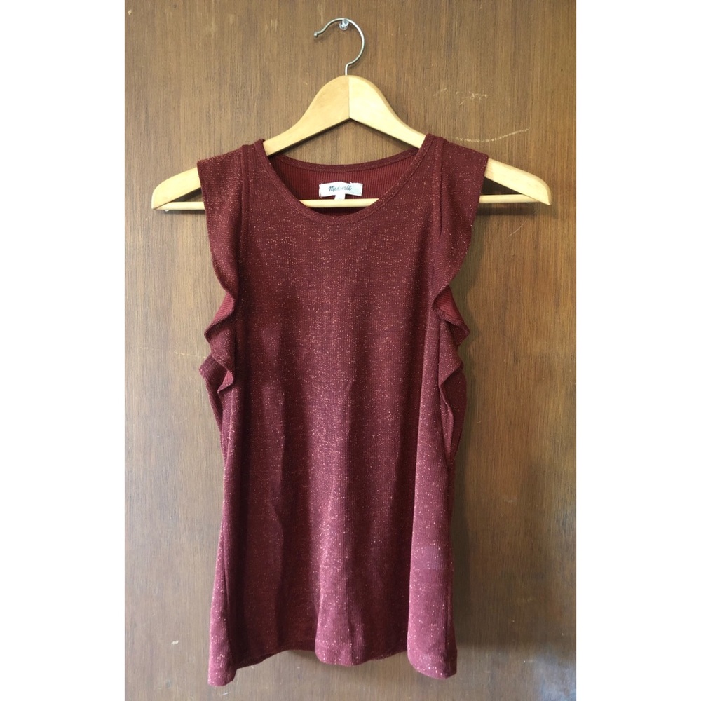 Sparkly Rust Madewell Sleeveless Top with Ruffles